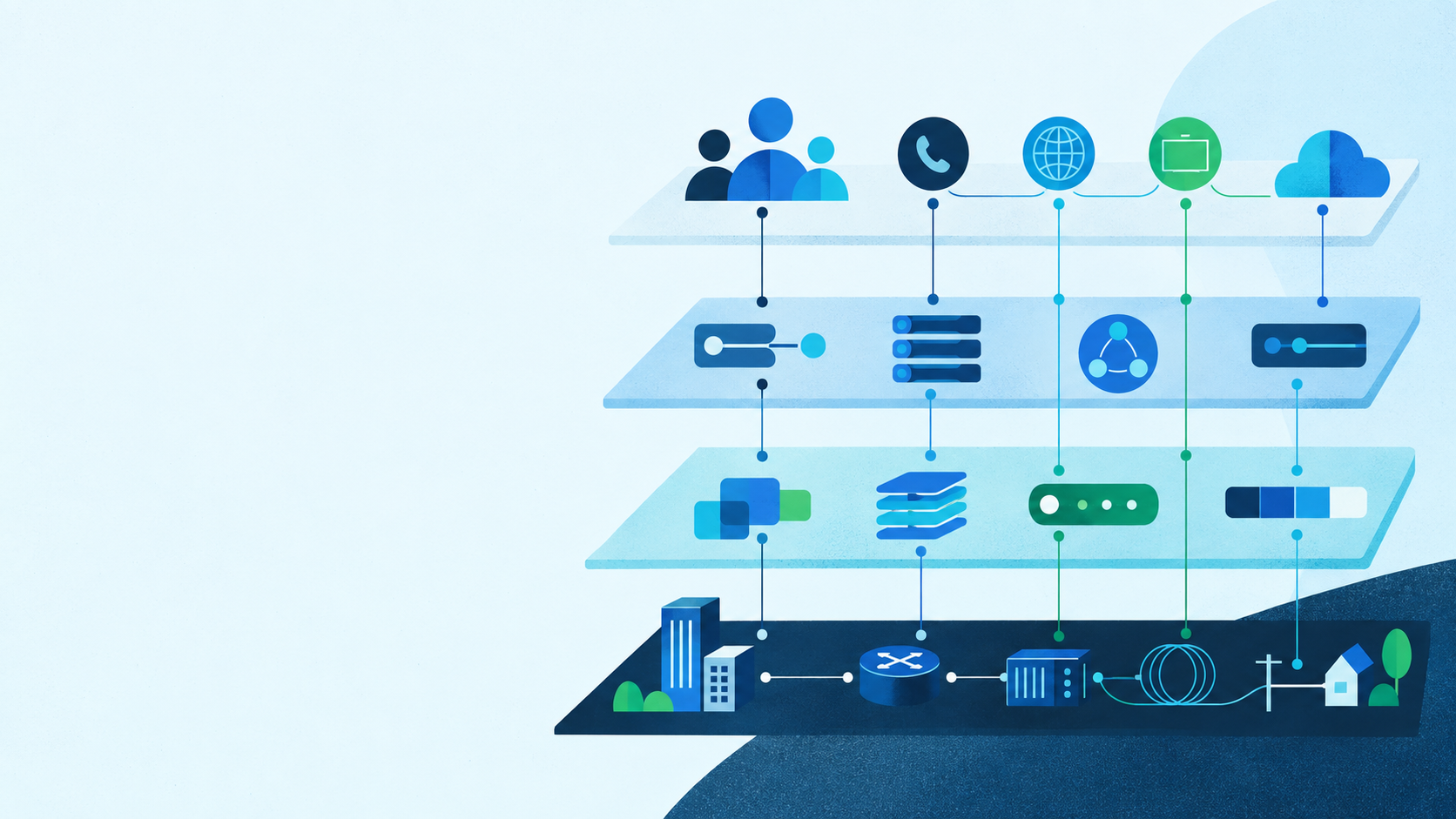 Telecom services connected with logical and physical network resources